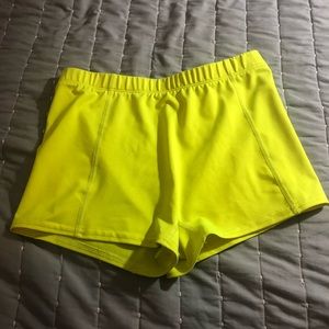 Neon yellow volleyball cheer shorts